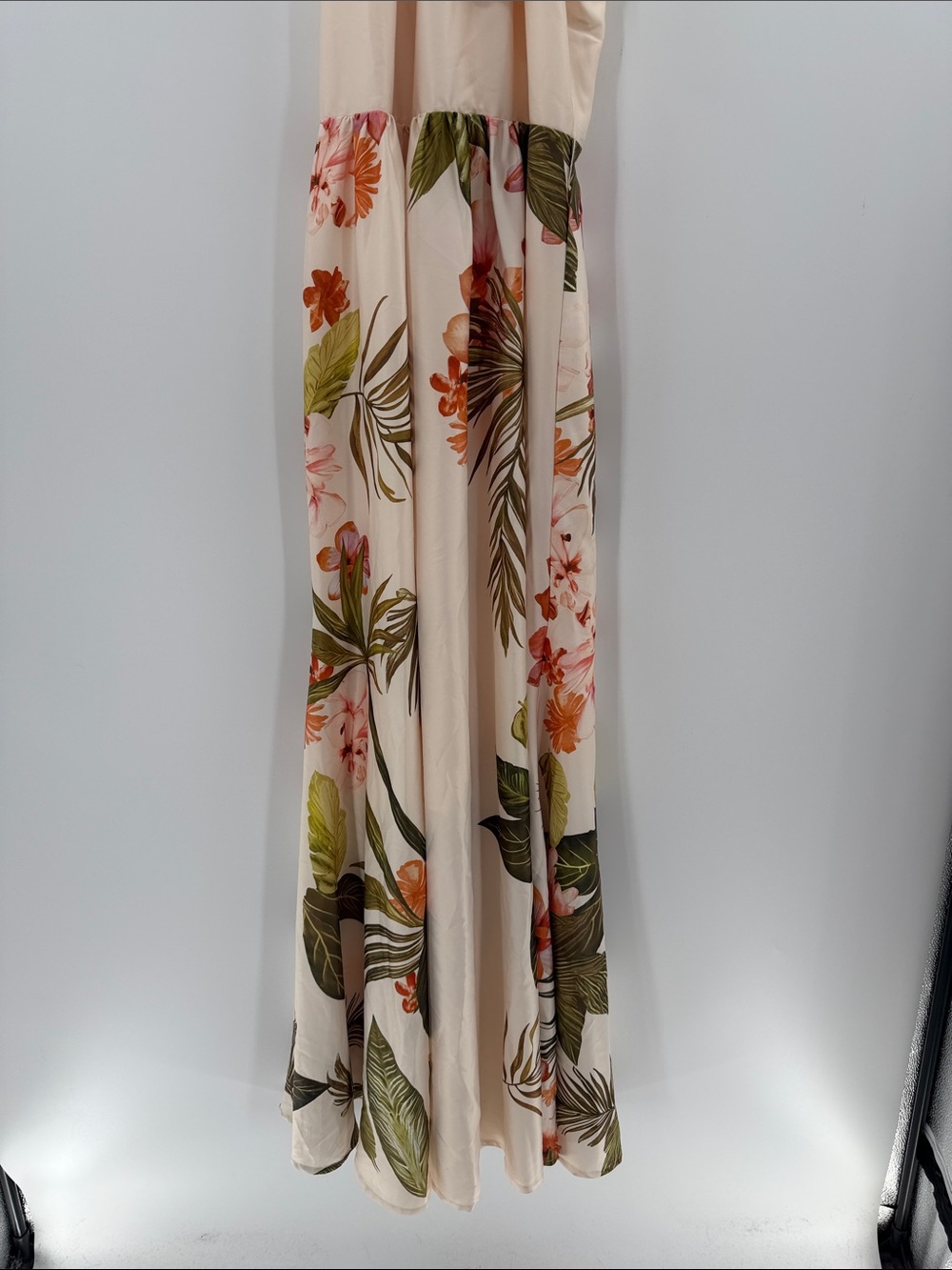 Fehaute Beige Floral Bow Satin Halter A-Line Gown Dress - Beige - 6 - NWT - Picture 4 of 12